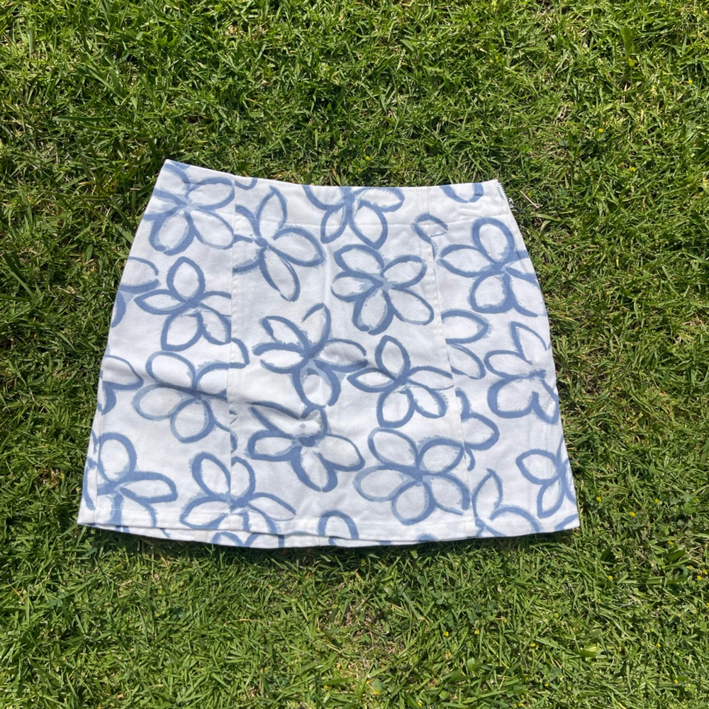 Urban Outfitters Floral Blue and White Mini Skirt